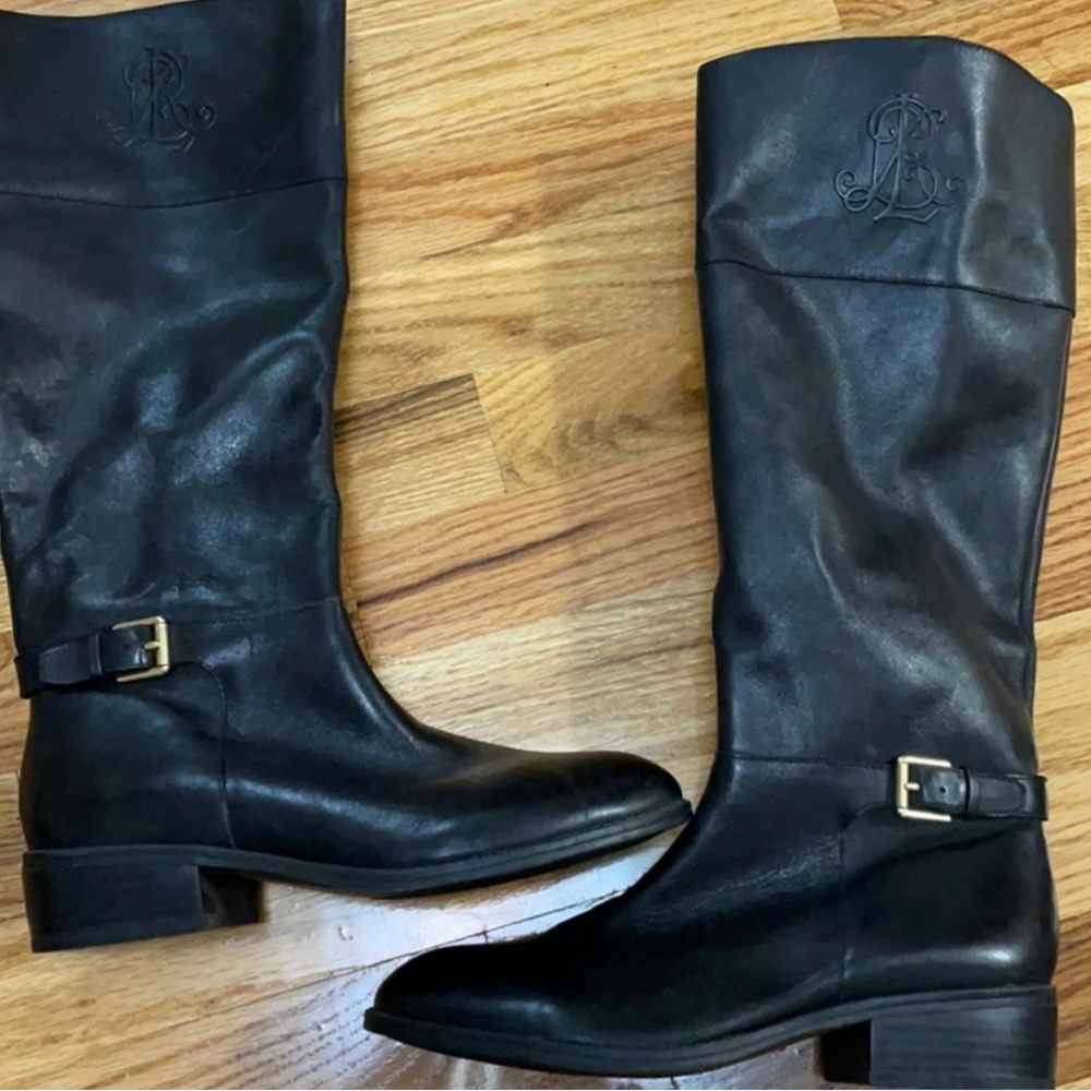 Lauren Ralph Lauren Black Over the Knee Boots riding boots